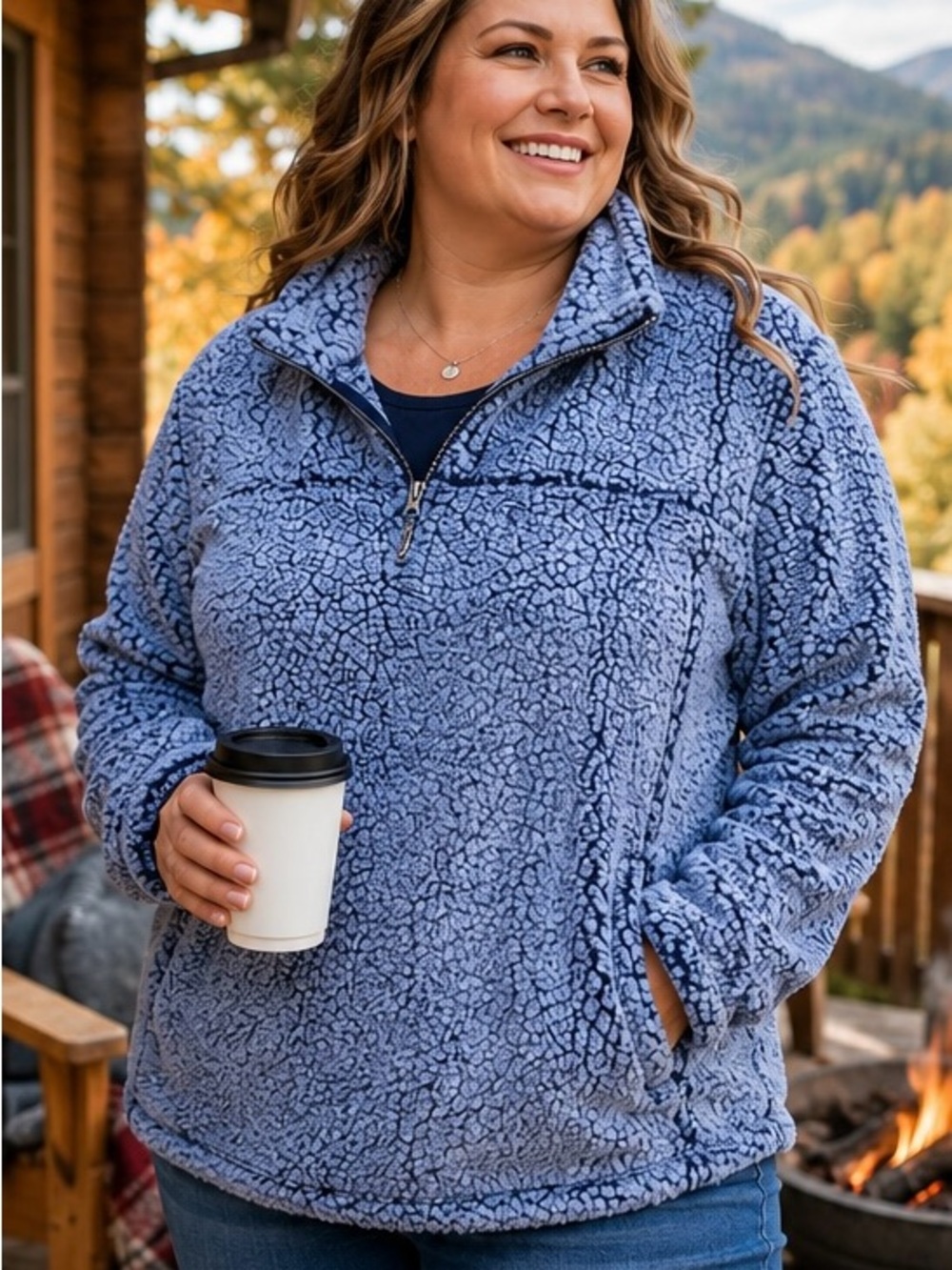 Boxercraft Sherpa Fleece Pullover XL Blue 1/4 Zip Cozy Teddy Quarter Zip